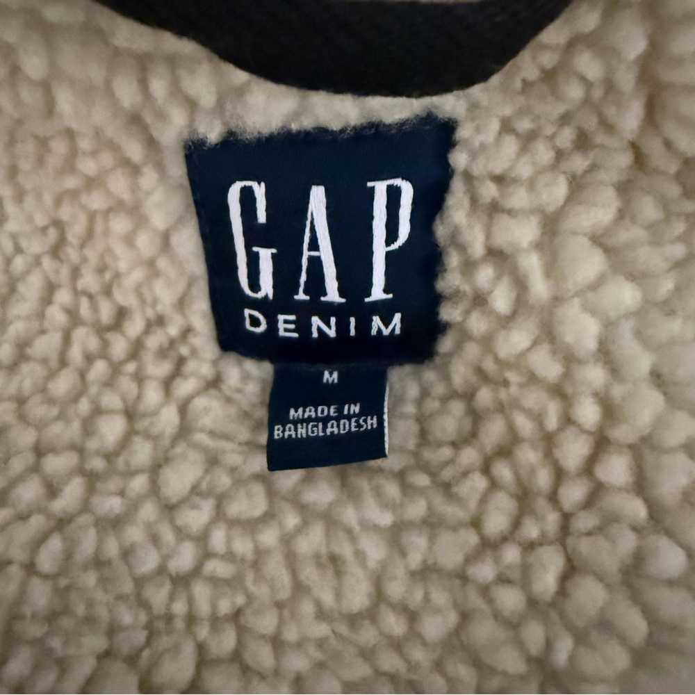 GAP Black Denim Sherpa lined Jacket - Picture 5 of 9